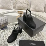 Chanel Women Slingbacks Cotton Tweed & Grosgrain-Black G46865
