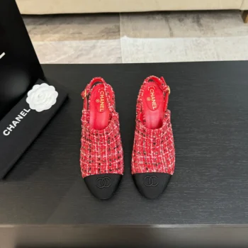 Chanel Women Slingbacks Tweed & Grosgrain-Red G46865