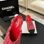 Chanel Women Slingbacks Tweed & Grosgrain-Red G46865