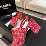 Chanel Women Slingbacks Tweed & Grosgrain-Red G46865