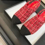 Chanel Women Slingbacks Tweed & Grosgrain-Red G46865