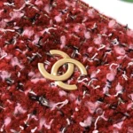 Chanel Women Small Bowling Bag Tweed & Gold-Tone Metal-Red