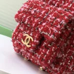 Chanel Women Small Bowling Bag Tweed & Gold-Tone Metal-Red