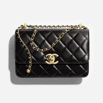 Chanel Women Small Flap Bag Shiny Calfskin & Gold-Tone Metal-Black