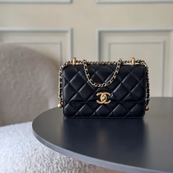 Chanel Women Small Flap Bag Shiny Calfskin & Gold-Tone Metal-Black
