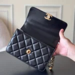 Chanel Women Small Flap Bag Shiny Calfskin & Gold-Tone Metal-Black