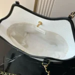 Chanel Women Small Shopping Bag Braided Raffia Calfskin & Gold-Tone Metal-White