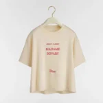 Dior Men Book Cover Oversized Cropped T-Shirt Beige and Red Cotton Jersey