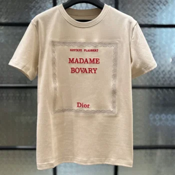 Dior Men Book Cover Oversized Cropped T-Shirt Beige and Red Cotton Jersey