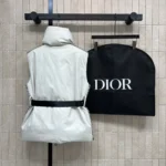 DiorAlps Belted Puffer Vest White Padded Technical Taffeta 547C71A2304