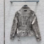 Dior Women Belted Jacket Beige Dior Barocco Cotton-Linen Denim 612V60A3190