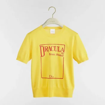 Dior Women Book Cover Short-Sleeved Sweater Yellow and Red Silk Knit