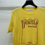 Dior Women Book Cover Short-Sleeved Sweater Yellow and Red Silk Knit