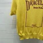 Dior Women Book Cover Short-Sleeved Sweater Yellow and Red Silk Knit