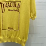 Dior Women Book Cover Short-Sleeved Sweater Yellow and Red Silk Knit