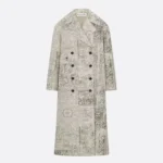 Dior Women Coat Beige Dior Barocco Cotton Mohair and Wool Blend 617M47A2402