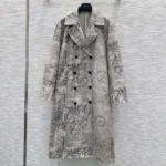 Dior Women Coat Beige Dior Barocco Cotton Mohair and Wool Blend 617M47A2402
