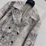 Dior Women Coat Beige Dior Barocco Cotton Mohair and Wool Blend 617M47A2402