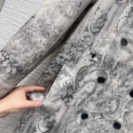 Dior Women Coat Beige Dior Barocco Cotton Mohair and Wool Blend 617M47A2402