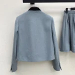 Dior Women Cropped Jacket Blue Virgin Wool Tweed 621V12A1186