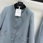 Dior Women Cropped Jacket Blue Virgin Wool Tweed 621V12A1186 - Image 7