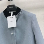 Dior Women Cropped Jacket Blue Virgin Wool Tweed 621V12A1186 - Image 8