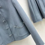 Dior Women Cropped Jacket Blue Virgin Wool Tweed 621V12A1186 - Image 10