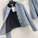 Dior Women Cropped Jacket Blue Virgin Wool Tweed 621V12A1186 - Image 6