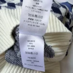 Dior Women Cropped Sweater Navy Blue and White Houndstooth Wool Knit