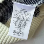 Dior Women Cropped Sweater Navy Blue and White Houndstooth Wool Knit