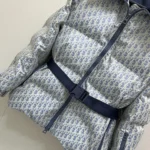 Dior Women DiorAlps Belted Puffer Jacket Blue and White Dior Oblique Quilted Technical Taffeta