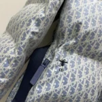 Dior Women DiorAlps Belted Puffer Jacket Blue and White Dior Oblique Quilted Technical Taffeta