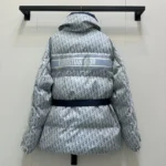 Dior Women DiorAlps Belted Puffer Jacket Blue and White Dior Oblique Quilted Technical Taffeta