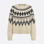 Dior Women DiorAlps Sweater Beige and Black Alpaca Wool and Cotton Knit