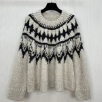 Dior Women DiorAlps Sweater Beige and Black Alpaca Wool and Cotton Knit