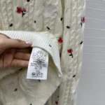 Dior Women Dioramour Embroidered Cardigan Ecru Cashmere Cable-Knit with Multicolor Doves & Roses Motif