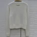 Dior Women Embroidered Sweater Ecru Cashmere Knit with Gold-Tone Dioresque Stella Motif