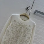 Dior Women Embroidered Sweater Ecru Cashmere Knit with Gold-Tone Dioresque Stella Motif