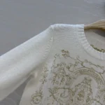 Dior Women Embroidered Sweater Ecru Cashmere Knit with Gold-Tone Dioresque Stella Motif