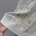 Dior Women Embroidered Sweater Ecru Cashmere Knit with Gold-Tone Dioresque Stella Motif