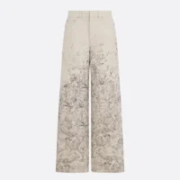 Dior Women Flared Jeans Beige Dior Barocco Cotton-Linen Denim 612P24A3191