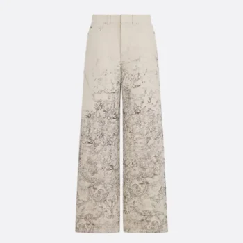 Dior Women Flared Jeans Beige Dior Barocco Cotton-Linen Denim 612P24A3191