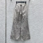 Dior Women Flared Jeans Beige Dior Barocco Cotton-Linen Denim 612P24A3191