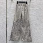 Dior Women Flared Jeans Beige Dior Barocco Cotton-Linen Denim 612P24A3191