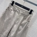 Dior Women Flared Jeans Beige Dior Barocco Cotton-Linen Denim 612P24A3191