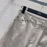 Dior Women Flared Jeans Beige Dior Barocco Cotton-Linen Denim 612P24A3191