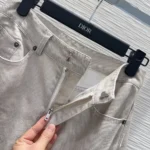 Dior Women Flared Jeans Beige Dior Barocco Cotton-Linen Denim 612P24A3191