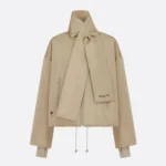 Dior Women Jacket with Scarf Collar Beige Padded Silk Faille 617C46A6540