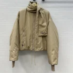 Dior Women Jacket with Scarf Collar Beige Padded Silk Faille 617C46A6540