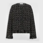 Dior Women Macrocannage Regular-Fit Jacket Black and White Cotton-Blend Tweed Knit